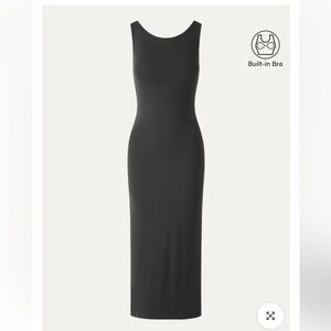 NWT OGL Eco-SkinKiss® Open-Back Tank Brami Dress - Blue Charcoal Size:Large